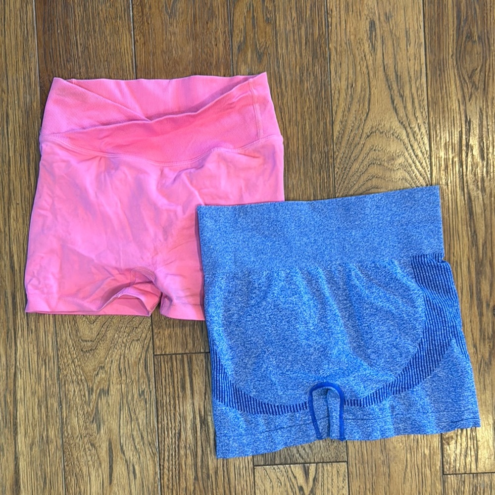 Pink and Blue Scrunch Bottom Shorts